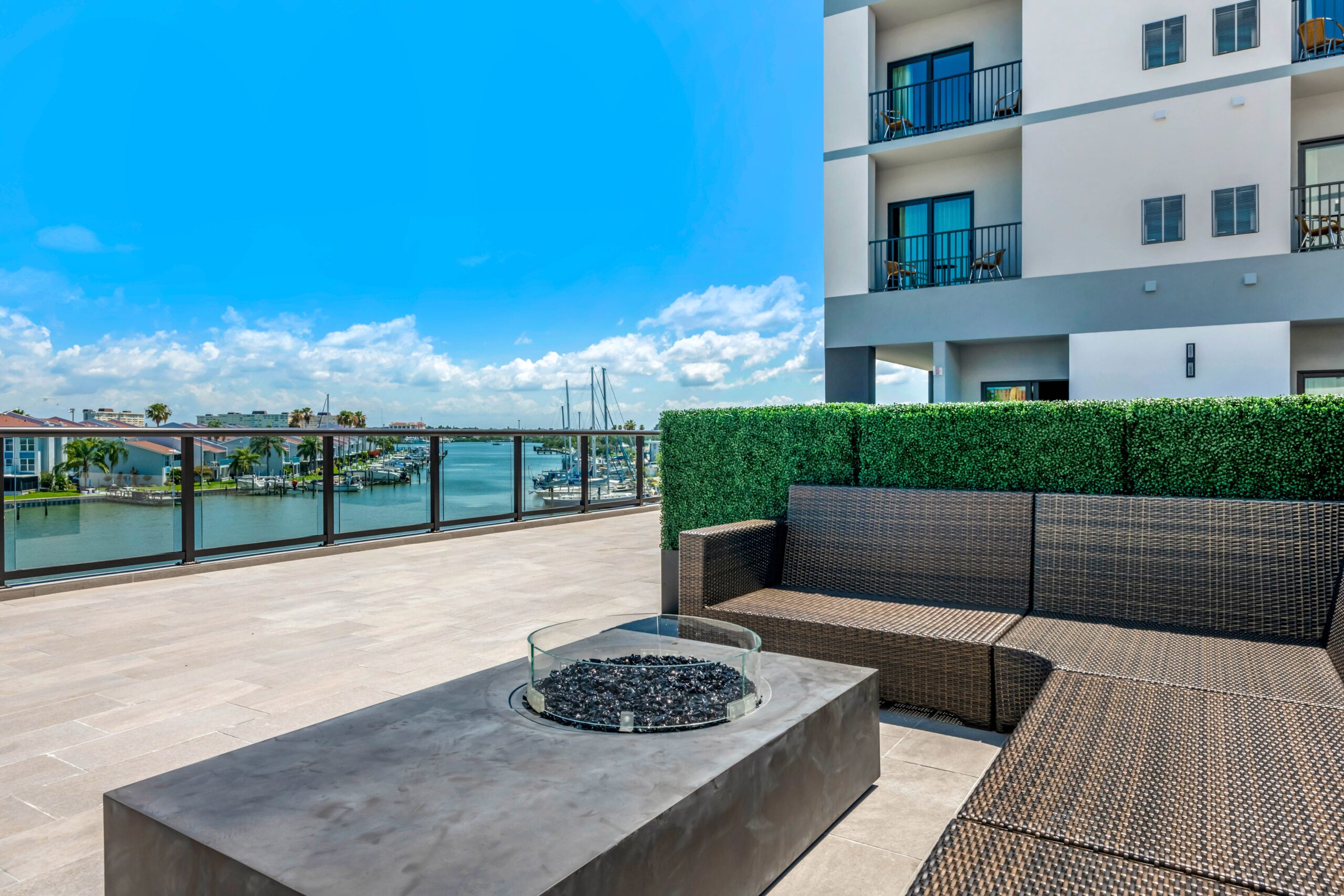 Outdoor Lounge Area with Fire Pit and Seating